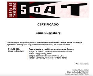 Sonia Guggisberg no 5º Simpósio DAT – Processos e Poéticas Contemporâneas